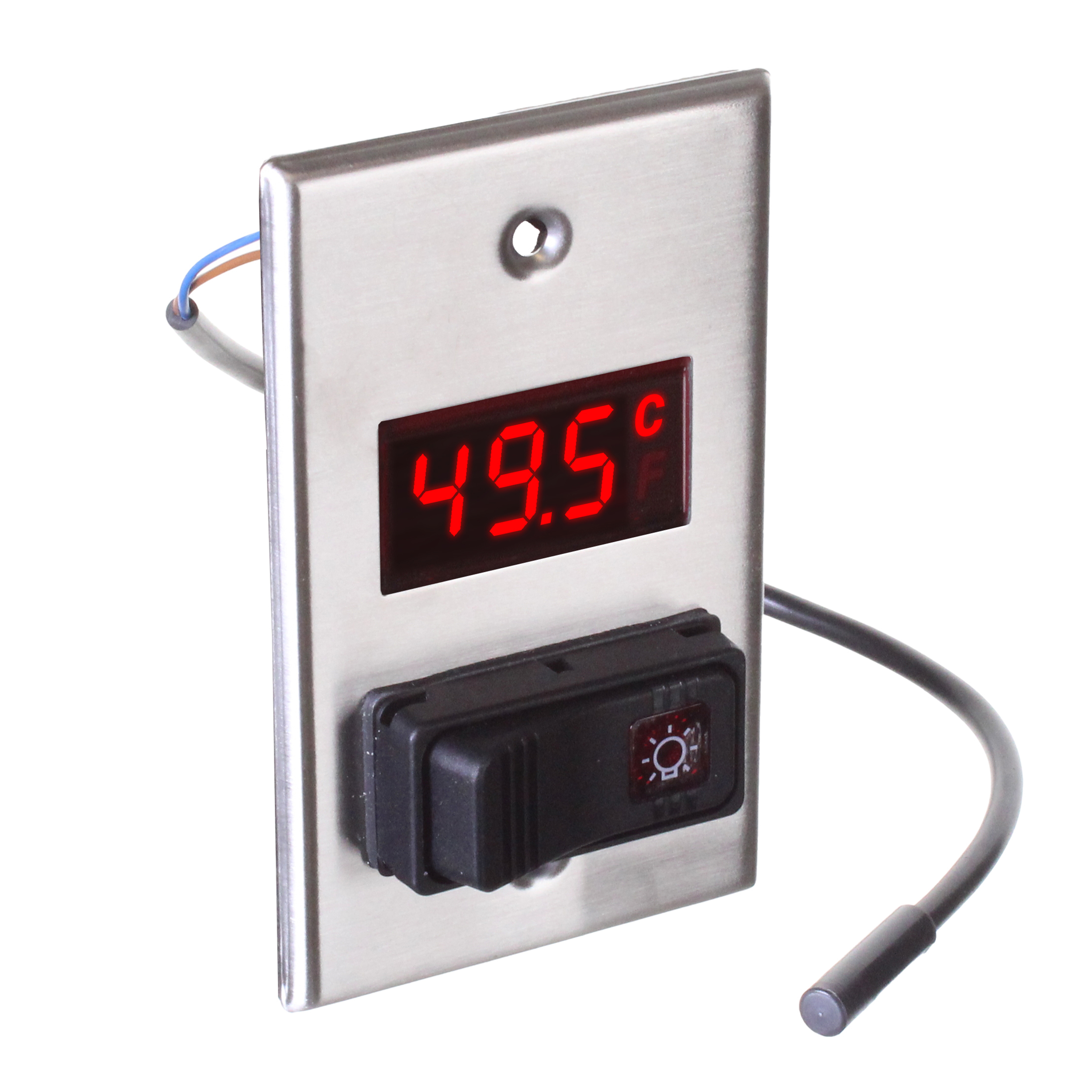 NSF Listed Remote LED Digital Thermometer with Optional Light Switch